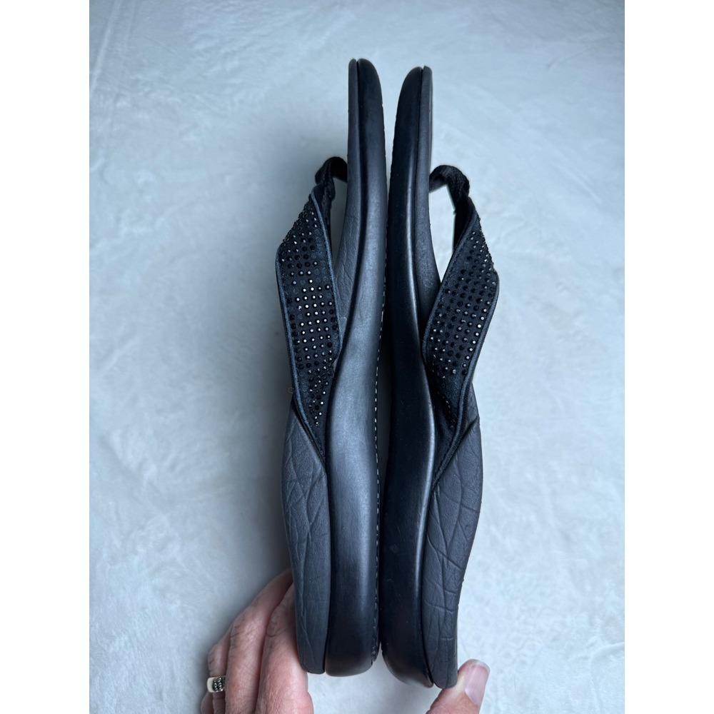 Vionic Women Black Rhinestone Orthotic Flip Flop Sandals Size 10